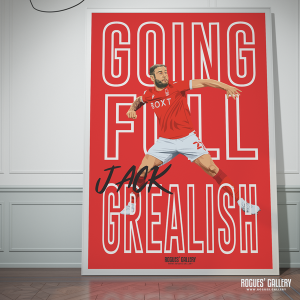 Steve Cook Nottingham Forest signed memorabilia poster Grealish penalty promotion red