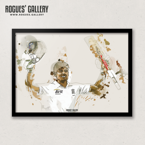 Alastair Cook England opening batsman art print A3 edit