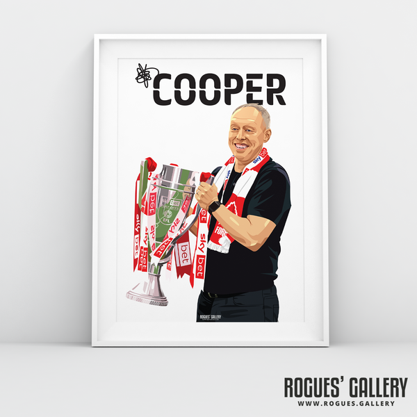 Steve Cooper Promotion trophy A3 print Nottingham Forest name number