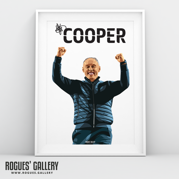 Steve Cooper Nottingham Forest fist pump coach Welsh A3 print 