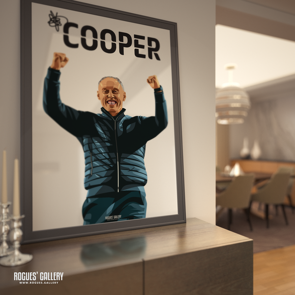 Steve Cooper Nottingham Forest fist pump coach Welsh A0 print 