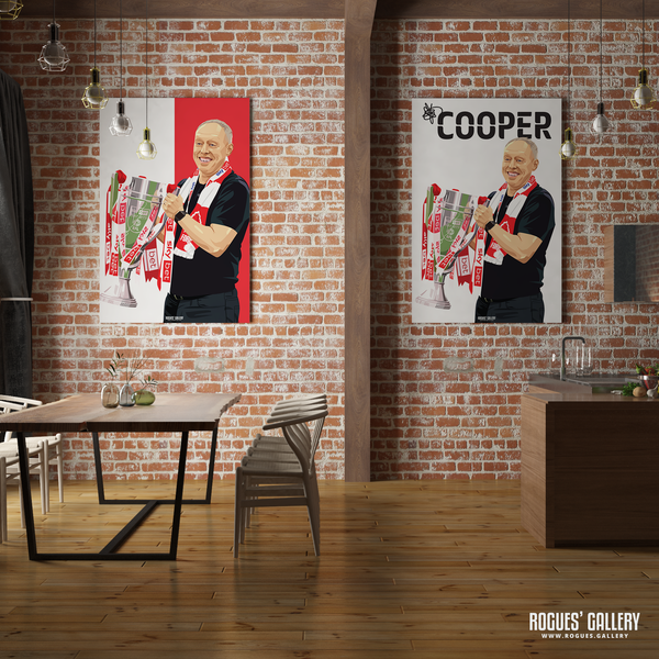 Steve Cooper Nottingham Forest head coach signed print memorabilia rare promotion City Ground
