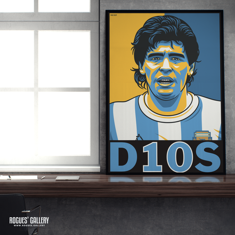 Diego Maradona D10S Argentina 10 shirt greatest A0 print RIP dead #GetBehindTheLads
