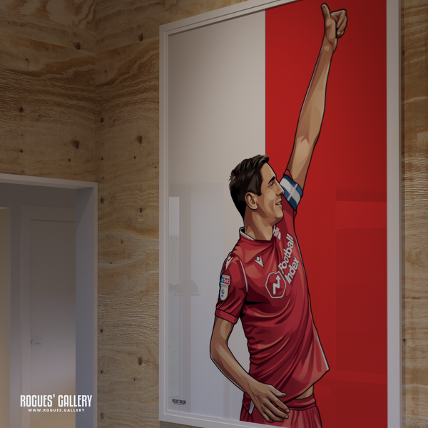 Michael Dawson Nottingham Forest thumbs up captain NFFC City Ground central defender A0 prints