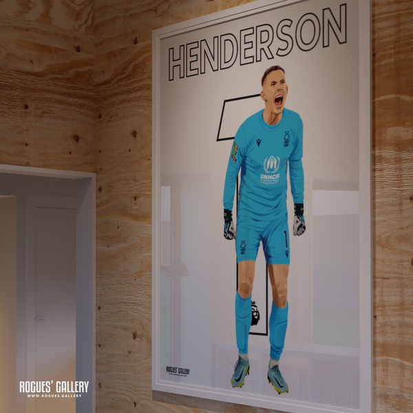 Dean Henderson penalty signed Nottingham Forest memorabilia goalkeeper poster name number