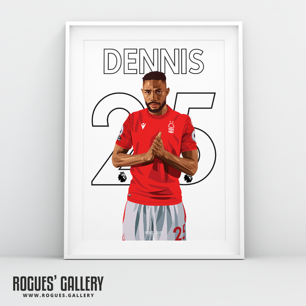 Emmanuel Dennis Nottingham Forest striker A3 print 25