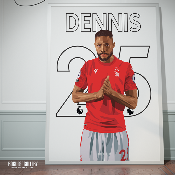 Emmanuel Dennis Nottingham Forest signed memorabilia poster striker 25