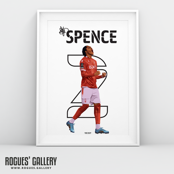 Djed Spence Nottingham Forest 2 right wing back A3 print 