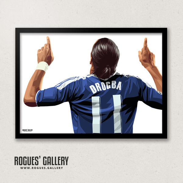 Didier Drogba Chelsea Stamford Bridge striker shirt name Ivory Coast goals A3 print
