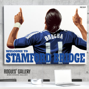 Didier Drogba Chelsea Welcome To Stamford Bridge striker shirt name Ivory Coast goals A3 print gift signed