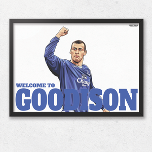 Duncan Ferguson Everton Welcome To Goodison Park striker goals A3 print