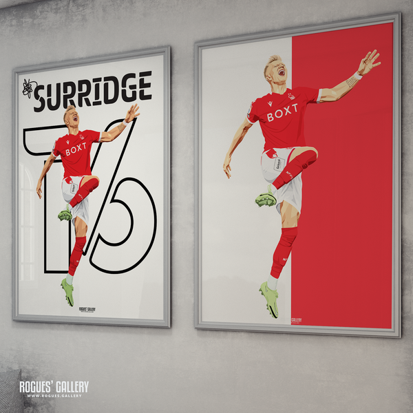 Sam Surridge signed posters Nottingham Forest memorabilia striker goal frame City Ground