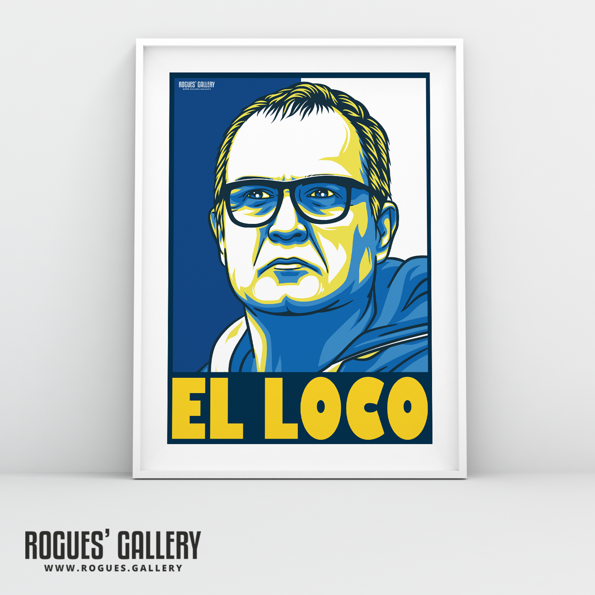 Marcelo Bielsa Leeds United manager portrait EL LOCO A3 print Elland Road