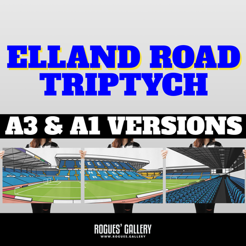 Elland Road Leeds United FC Bremner LUFC triptych A3 art print triple