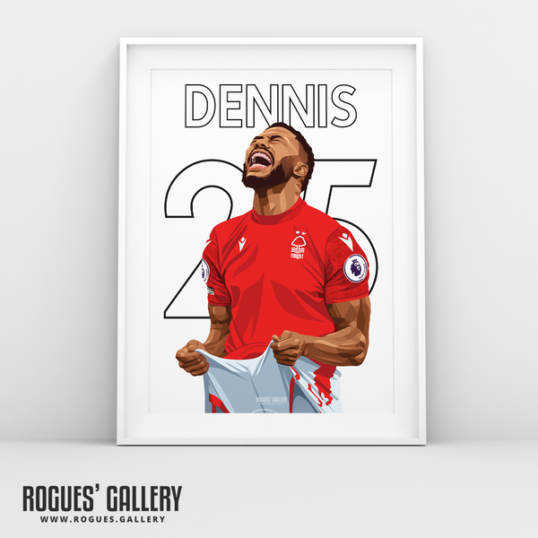 Emmanuel Dennis Nottingham Forest striker A3 print 25