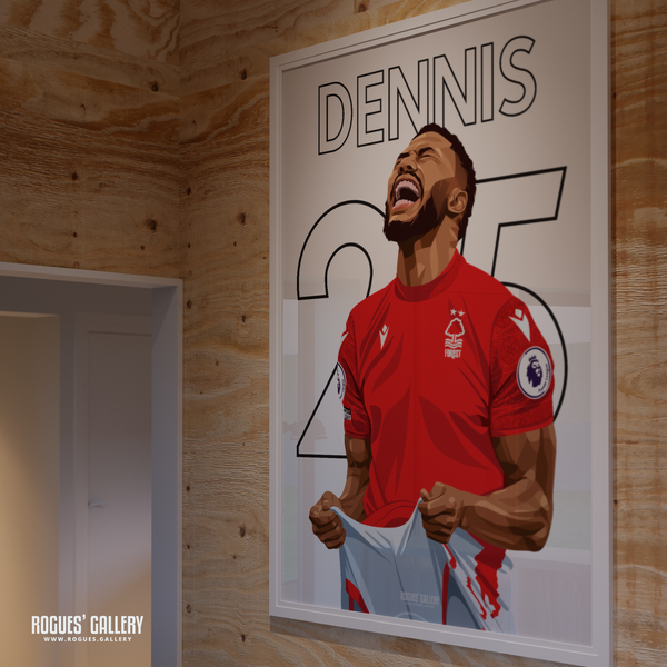 Emmanuel Dennis Nottingham Forest memorabilia signed poster striker 25