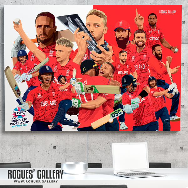 England T20 Cricket World Cup Winners Souvenir poster squad montage
