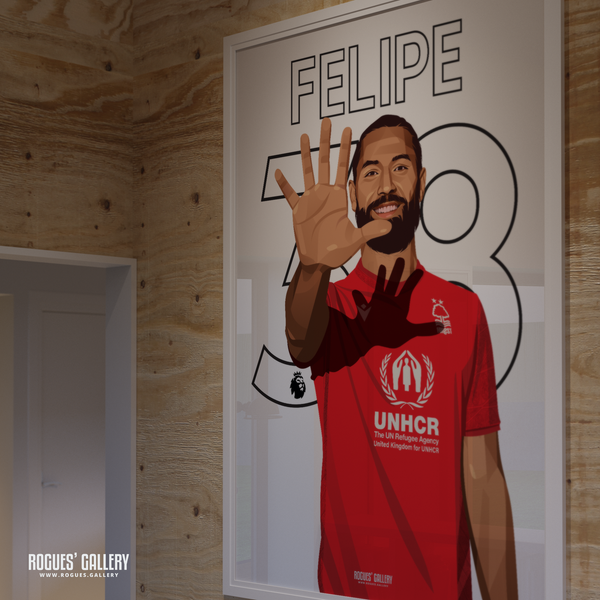 Felipe signed Nottingham Forest memorabilia defender poster