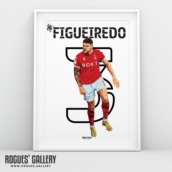 Tobias Figueiredo Nottingham Forest defender name and number 3 A3 print 