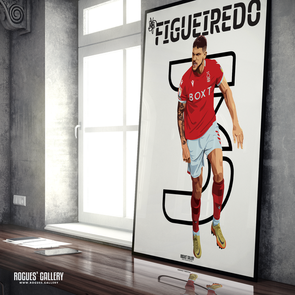 Tobias Figueiredo Nottingham Forest defender name and number 3 A1 print 