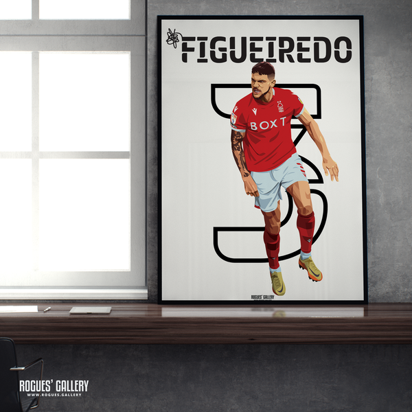 Tobias Figueiredo Nottingham Forest defender name and number 3 A2 print 