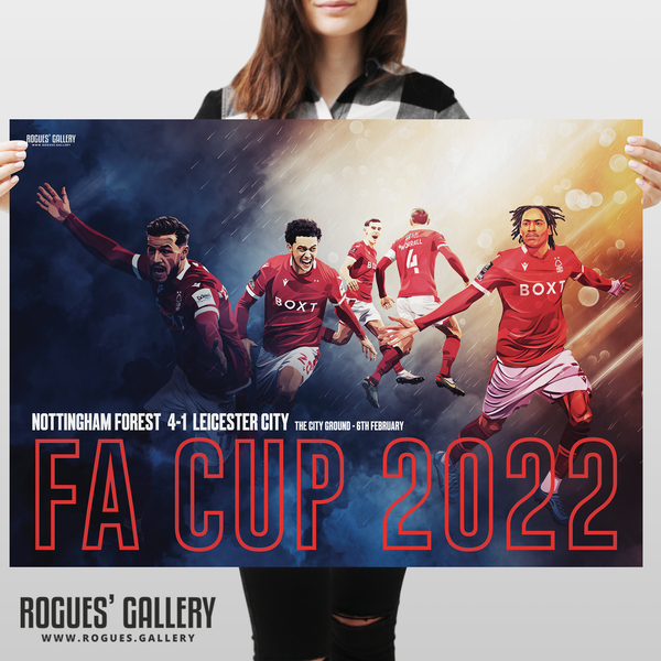 Nottingham Forest Leicester City FA Cup 2022 Victory A1 print