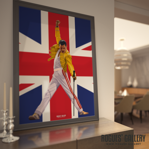 Freddie Mercury Queen vocals Wembley gay death rock music legend A0 print
