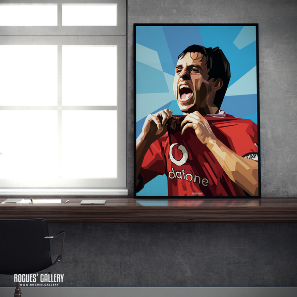 Gary Neville Manchester United pop art print A2 Old Trafford MUFC