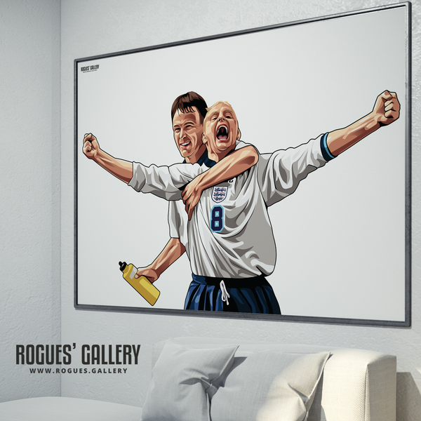 Paul Gascoigne Gazza England Toon Newcastle Spurs legend midfielder Scotland goal Euro 96 A0 poster print