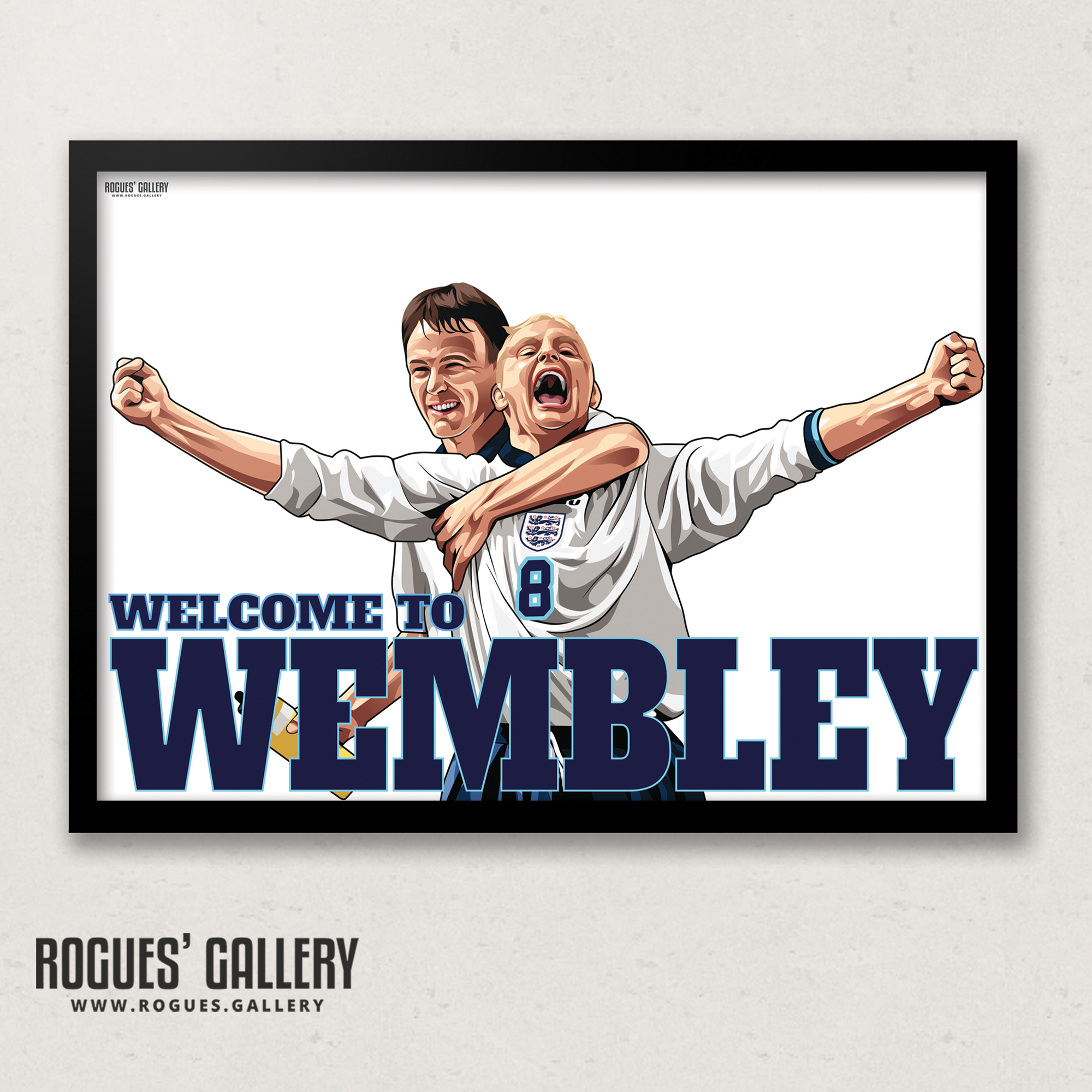 Paul Gascoigne Gazza England Toon Newcastle Spurs legend midfielder Scotland goal Euro 96 a3 print Welcome to Wembley