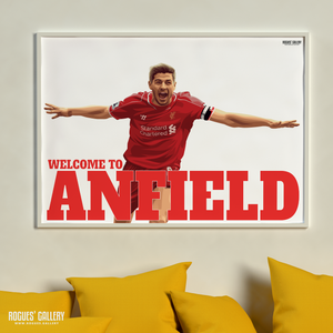 Steven Gerrard Liverpool FC LFC captain midfielder The Kop England Three lions Welcome To Anfield legend A0 Print