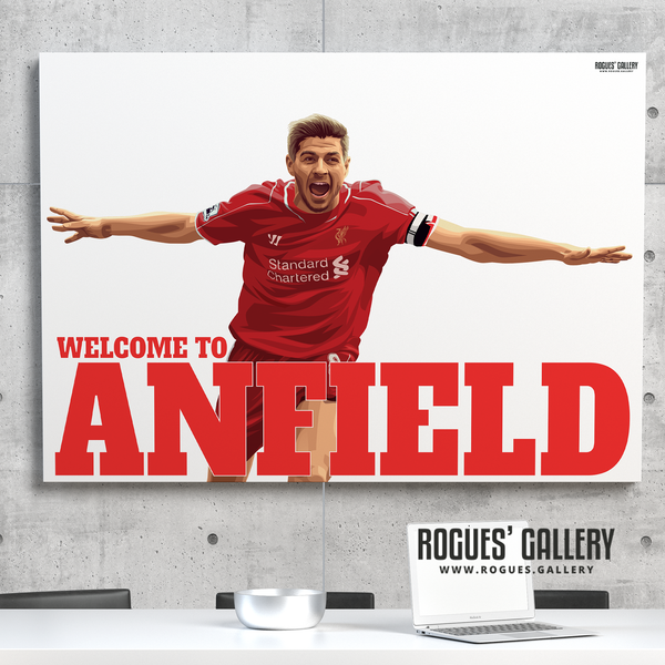 Steven Gerrard Liverpool FC LFC captain midfielder The Kop England Three lions Welcome To Anfield legend poster