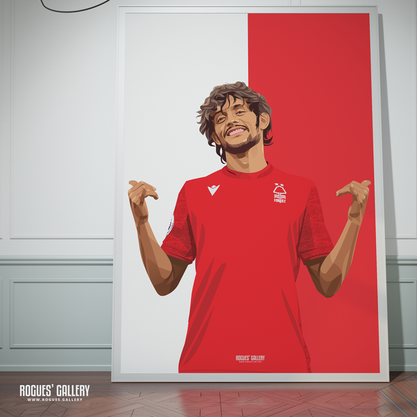 Gustavo Scarpa signed Nottingham Forest memorabilia poster midfielder