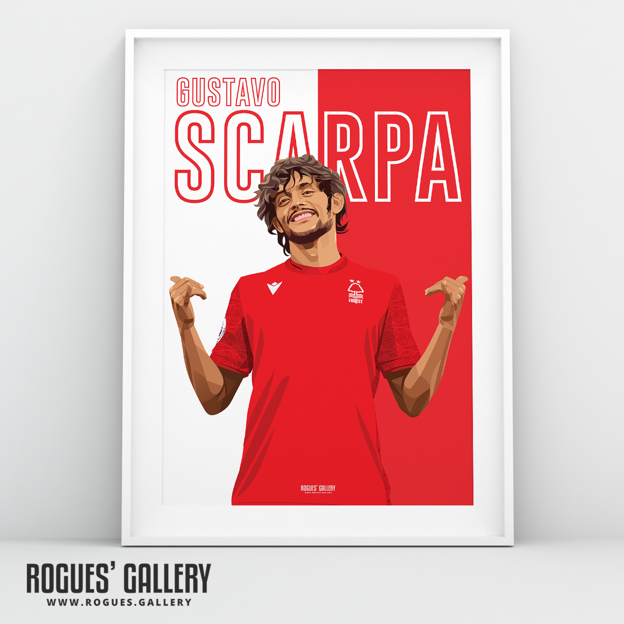 Gustavo Scarpa NOTTINGHAM FOREST Brazil midfielder A3 print name