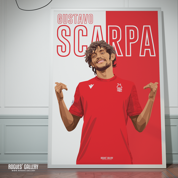 Gustavo Scarpa poster NOTTINGHAM FOREST signed memorabilia Brazil midfielder name