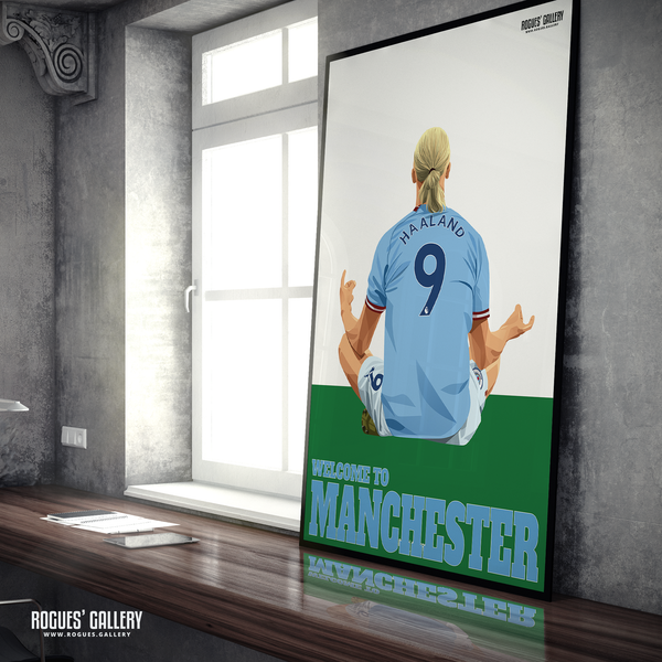 Erling Haaland Manchester City striker praying A1 print