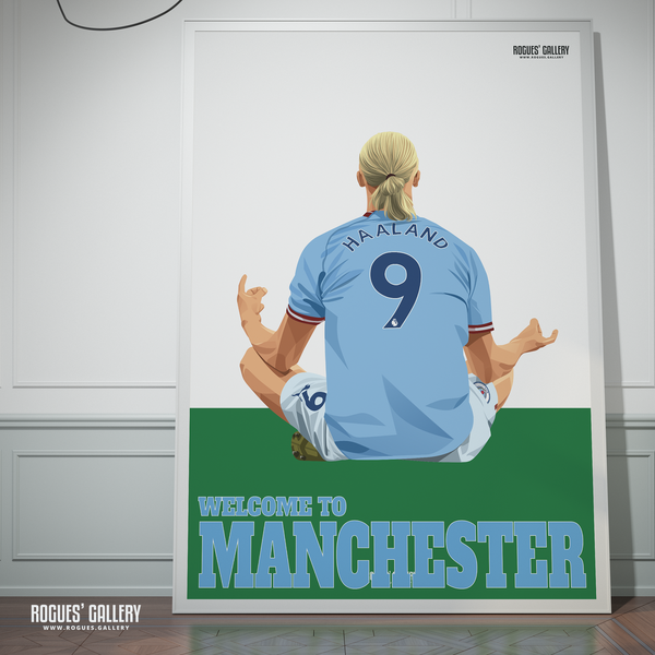 Erling Haaland Manchester City striker praying A0 print