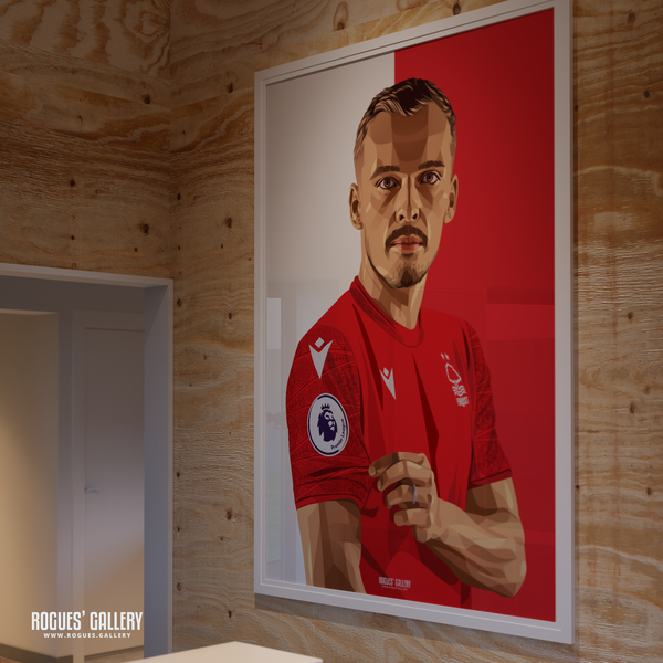 Harry Toffolo signed memorabilia Nottingham Forest poster left back red white souvenir