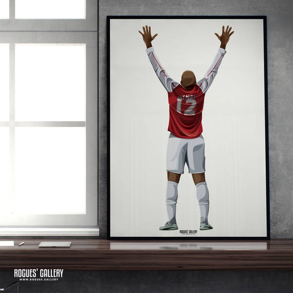 Thierry Henry Arsenal legend shirt name goal celebration A2 art print
