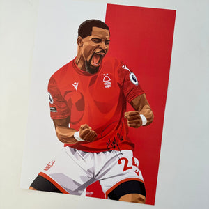 Serge Aurier Nottingham Forest right back signed A3 print passion