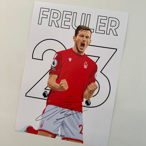 Remo Freuler Nottingham Forest signed A3 print 23 midfielder Swiss
