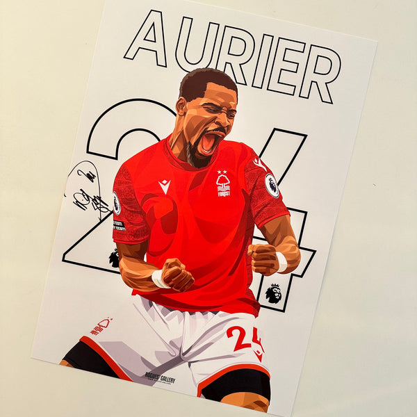 Serge Aurier Nottingham Forest 24 right back  signed A3 print passion