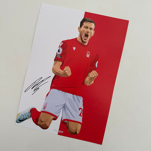 Remo Celebrates - Remo Freuler - Nottingham Forest - Signed A3 Red & White Prints