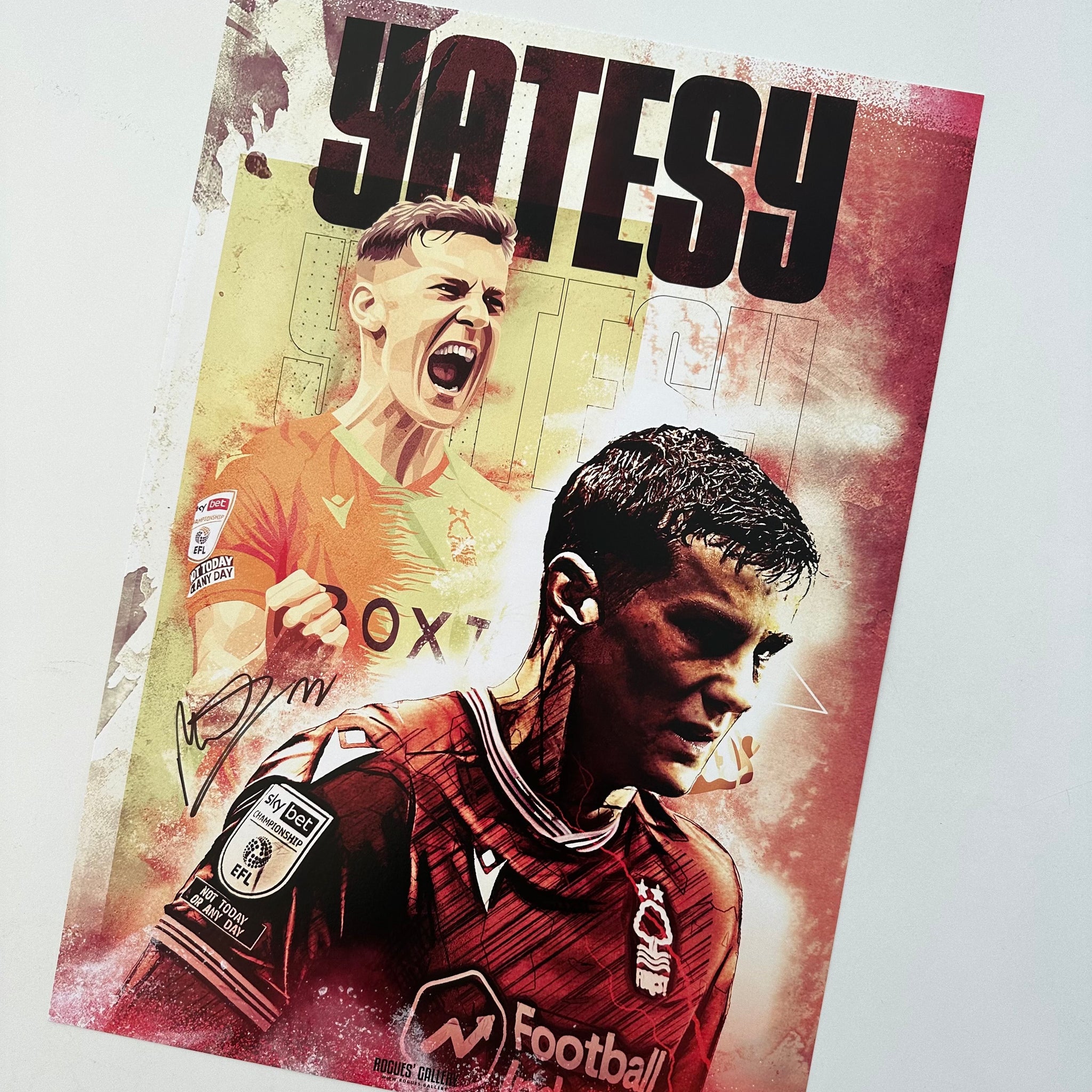 Ryan Yates Nottingham Forest midfielder 110% signed A3 print concept poster