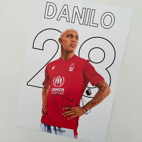 Danilo Nottingham Forest signed A3 print midfielder