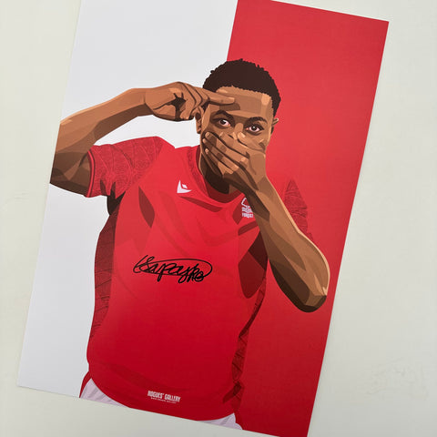 Esapa Osong Nottingham Forest Academy striker signed A3 print 