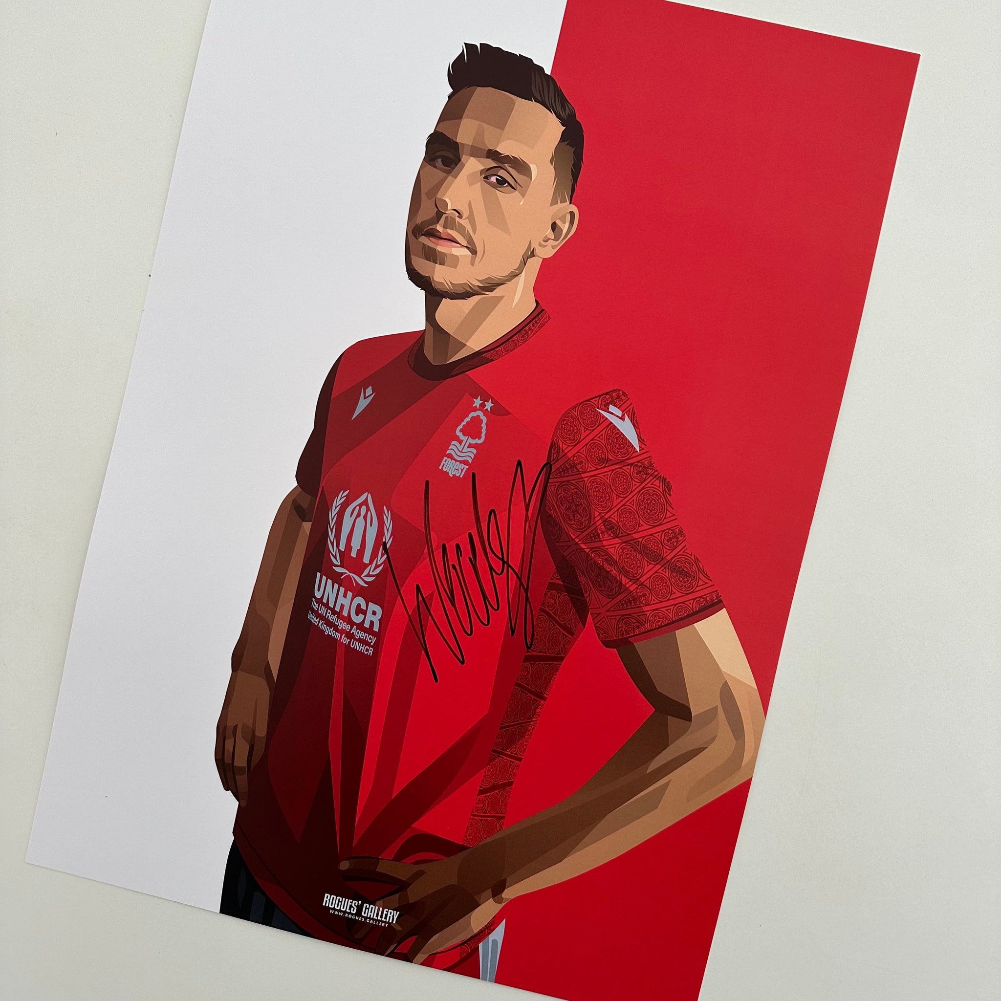 Chris Wood Nottingham Forest striker signed A3 print goal