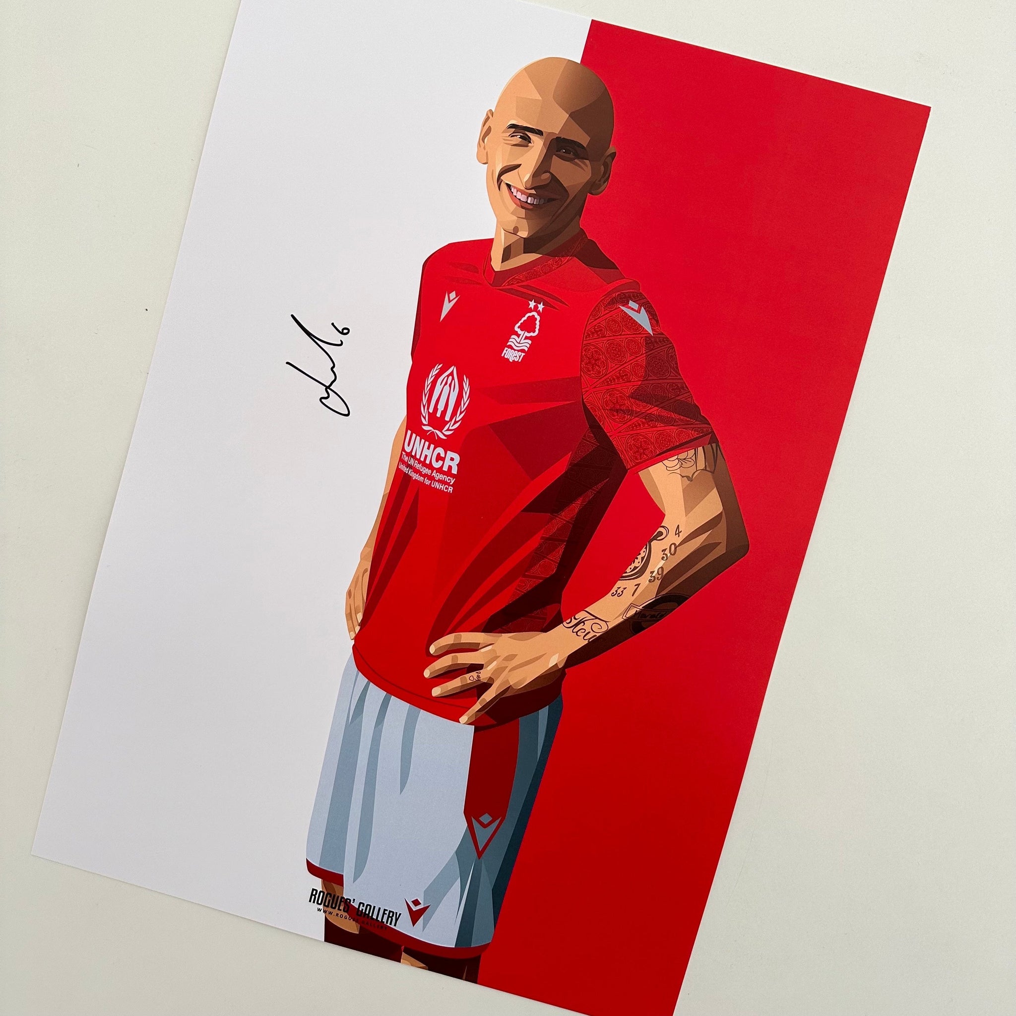 Jonjo Shelvey Nottingham Forest midfield signed A3 print