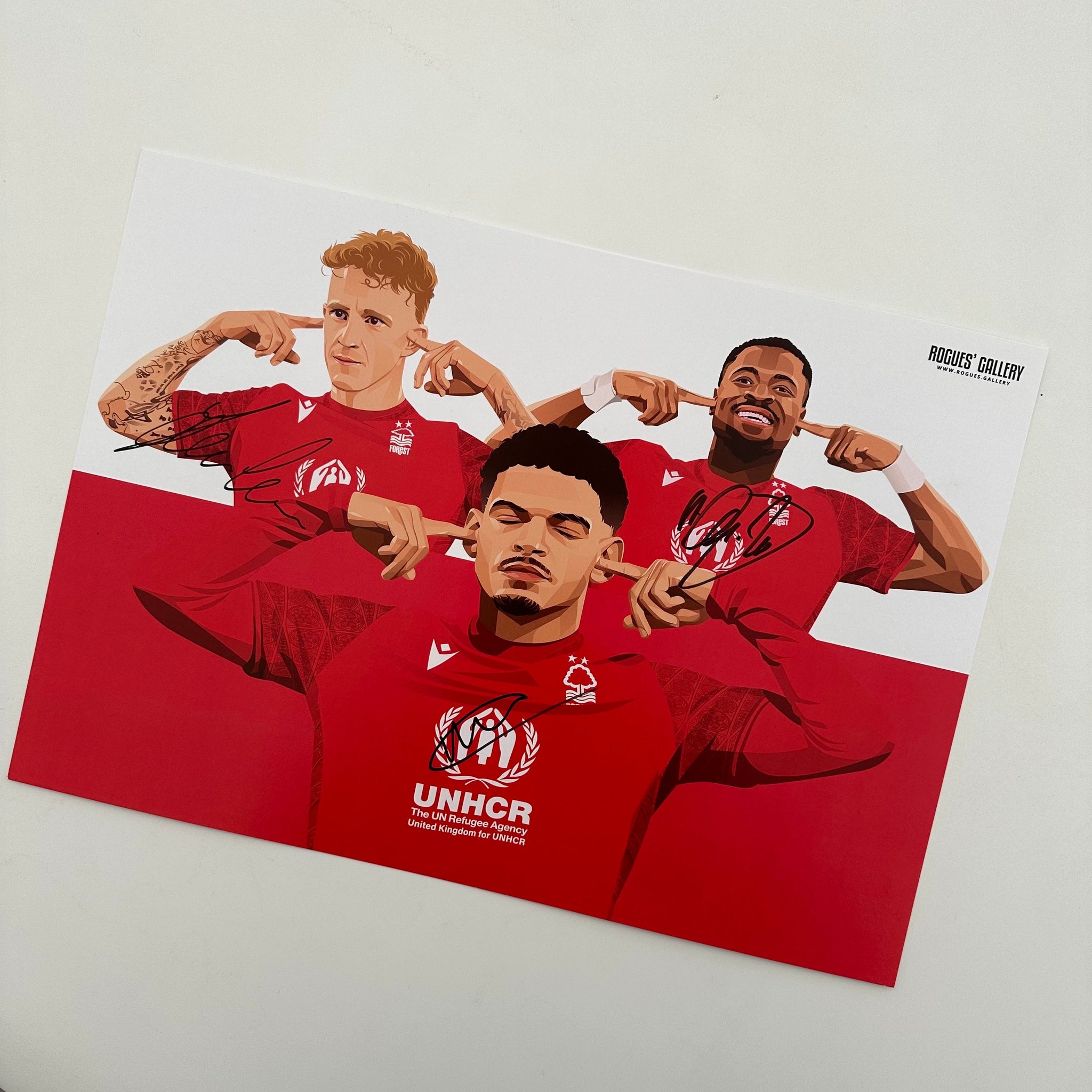signed Nottingham Forest playtime's over Morgan Gibbs-White Jack Colback Serge Aurier A3 print Wolves penalty victory