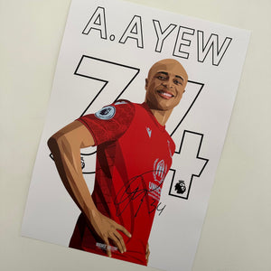 Andre Ayew Ghana signed A3 print Nottingham Forest City Ground Name Number